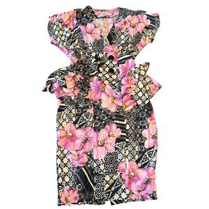 Vintage 80s Milanzo Midi Floral Dress Size 7/8